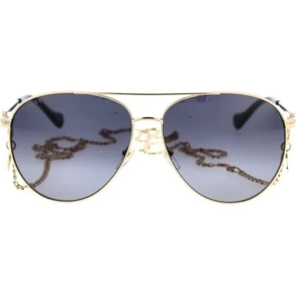NWT Gucci GG1088S - 001 Aviator Chain Sunglasses - Picture 9 of 14